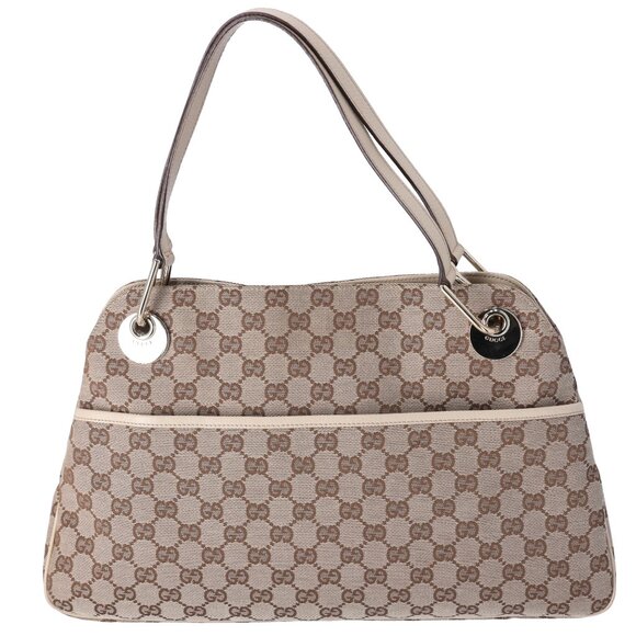 GUCCI GG Eclipse Tote Bag 121023 Beige Cream Jacquard Leather - Picture 1 of 8